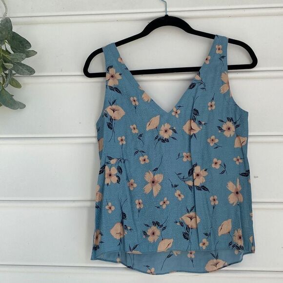 Rebecca Taylor Daniela Silk Blend Sleeveless Floral Blouse Tank Top Blue XS - Picture 7 of 13
